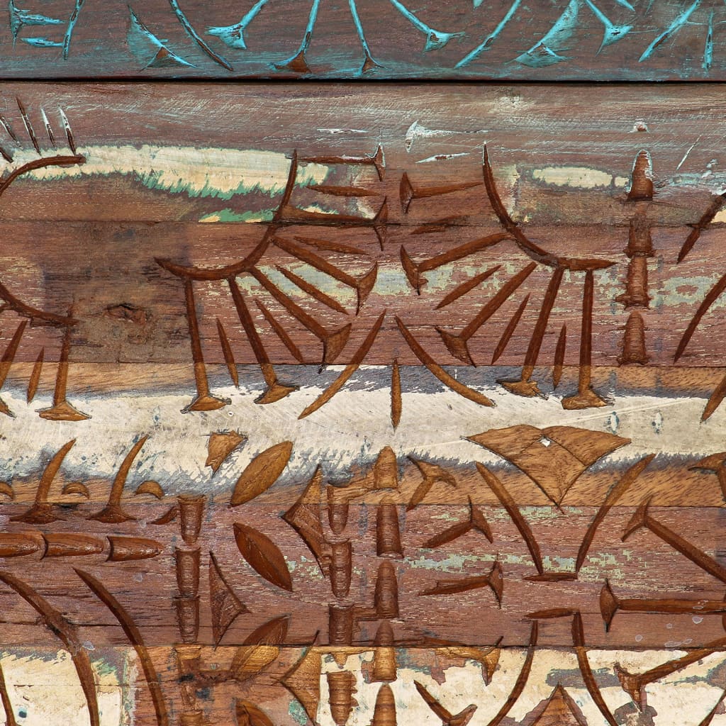 Table de chevet sculptée à la main 40x30x50cm Bois récupération - XIOS
