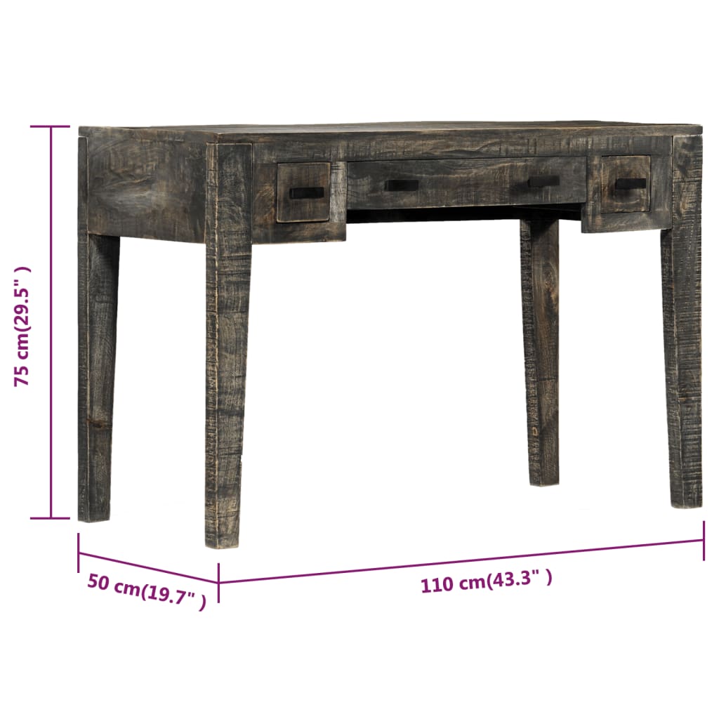 Bureau Noir 110 x 50 x 75 cm Bois de manguier massif - XIOS
