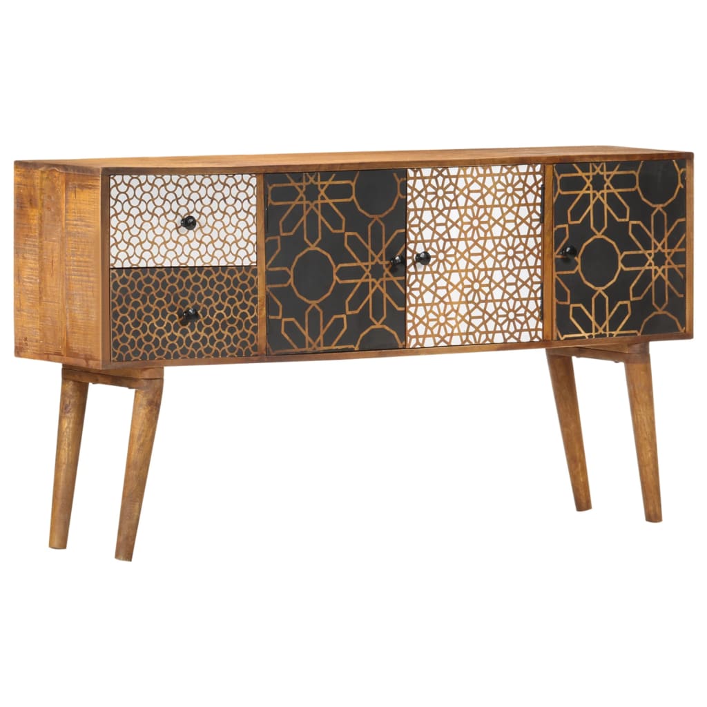 Buffet avec motif imprimé 130x30x70 cm Bois de manguier massif - XIOS