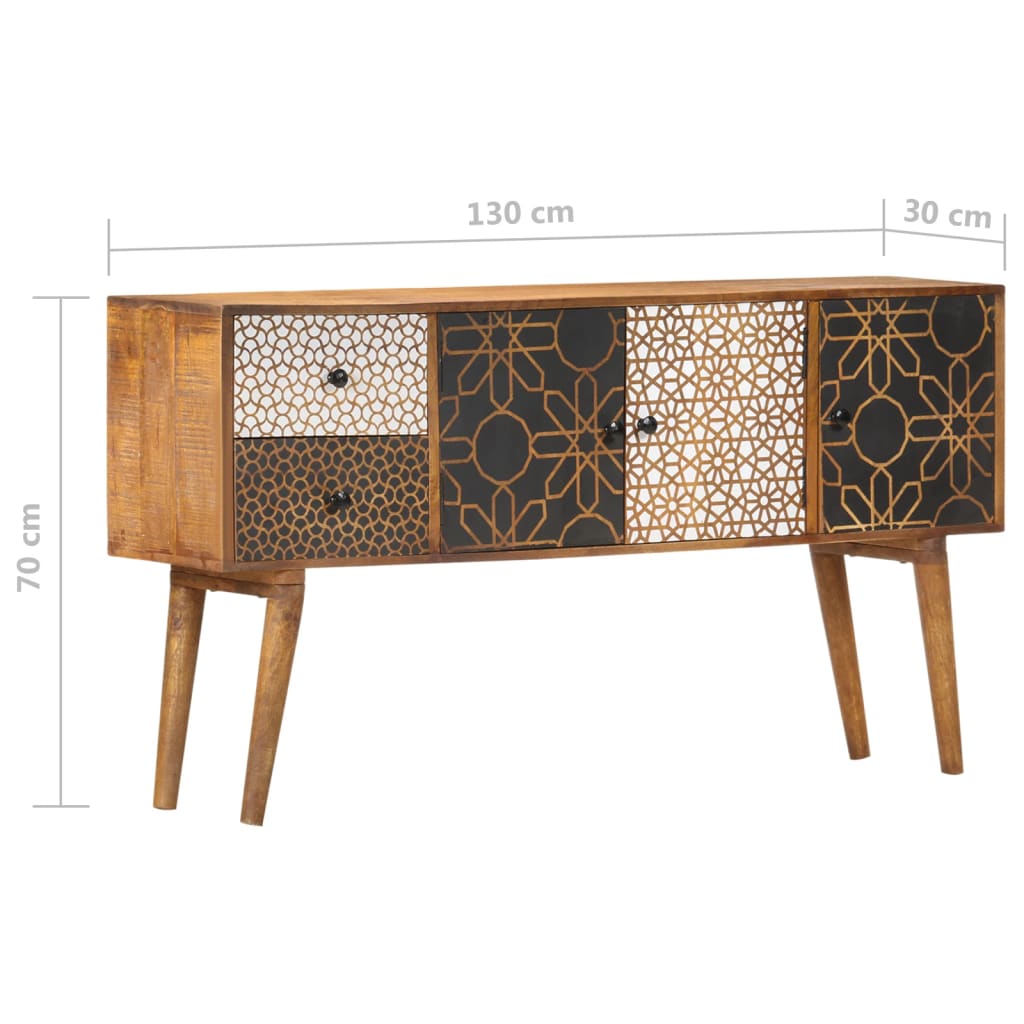 Buffet avec motif imprimé 130x30x70 cm Bois de manguier massif - XIOS