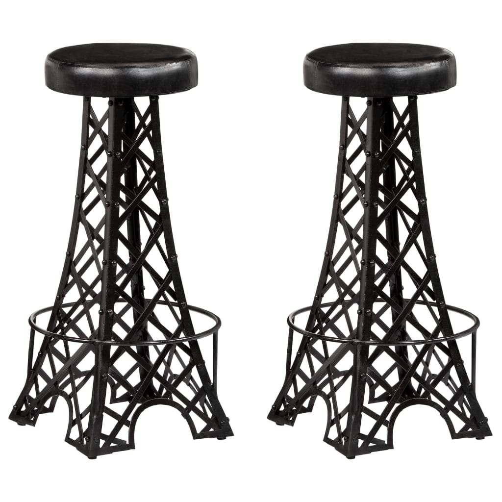 Tabourets de bar lot de 2 cuir véritable - XIOS