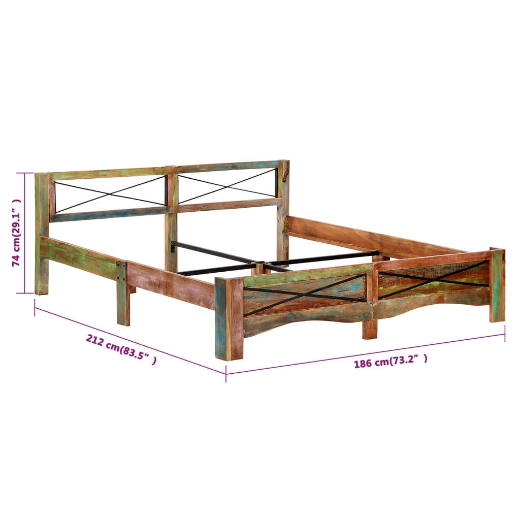 Cadre de lit sans matelas Bois de récupération massif 180x200cm - XIOS