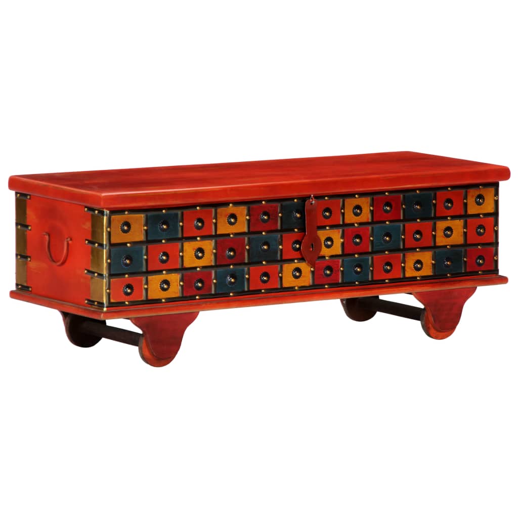 Boîte de rangement Rouge 110x40x40 cm Bois d'acacia massif - XIOS