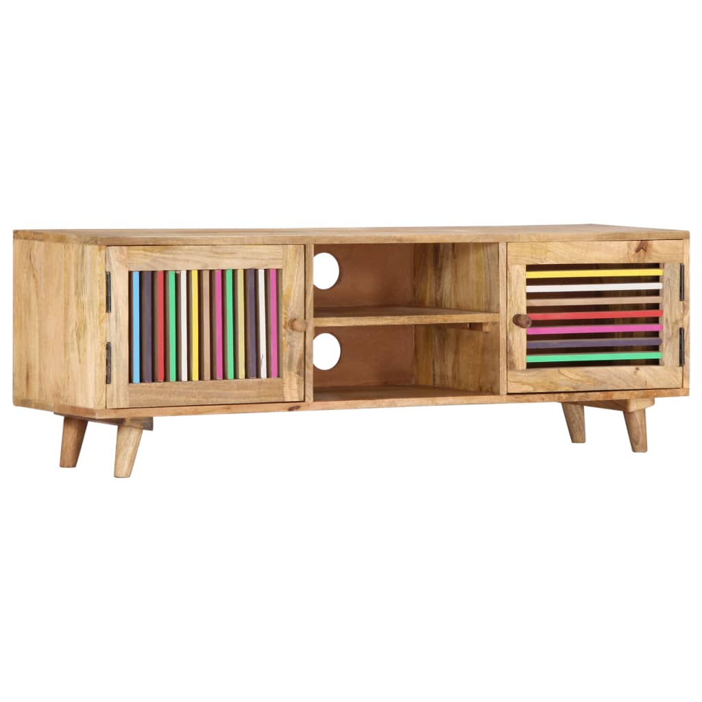 Meuble TV 120x30x40 cm Bois massif de manguier - XIOS