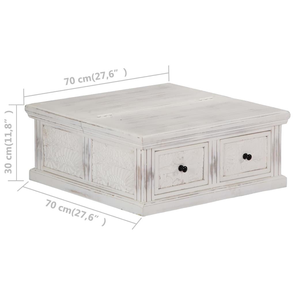 Table basse Blanc 70x70x30 cm Bois de manguier massif - XIOS
