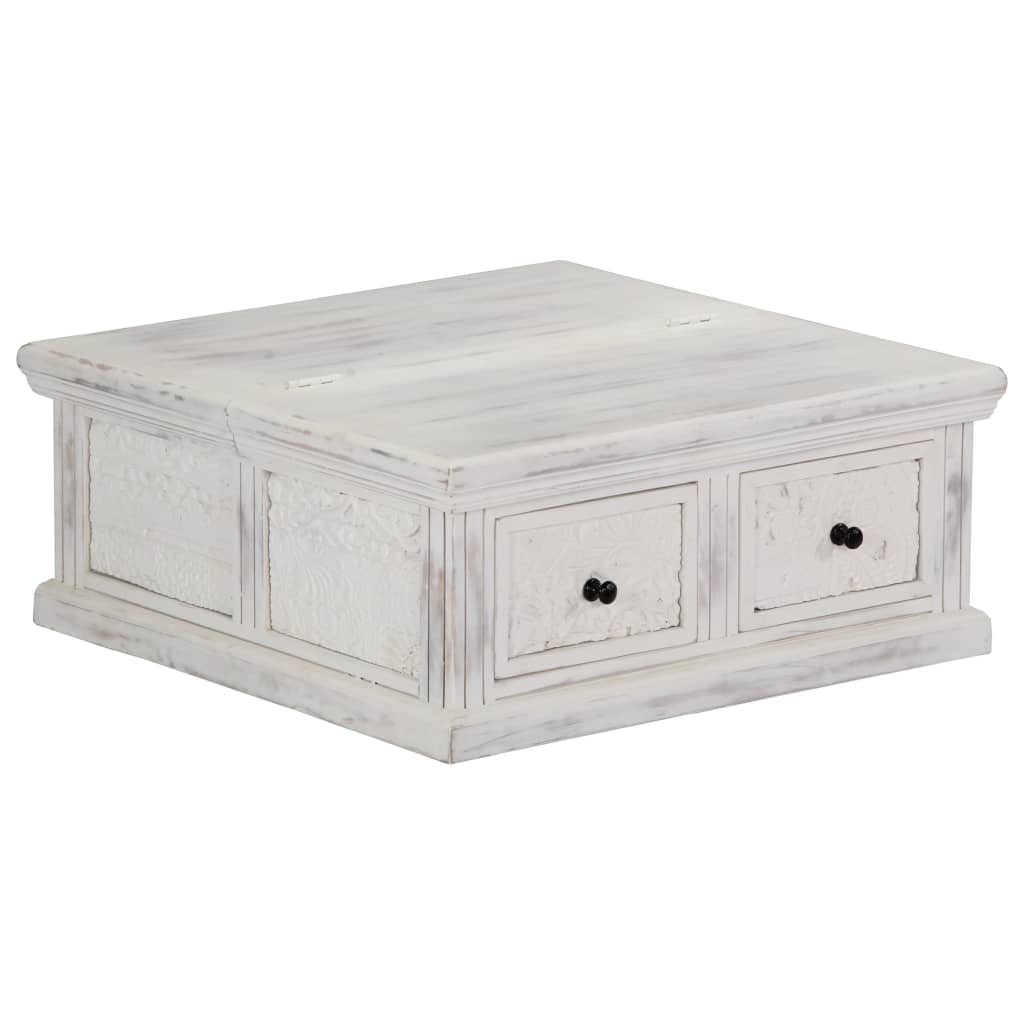 Table basse Blanc 70x70x30 cm Bois de manguier massif - XIOS