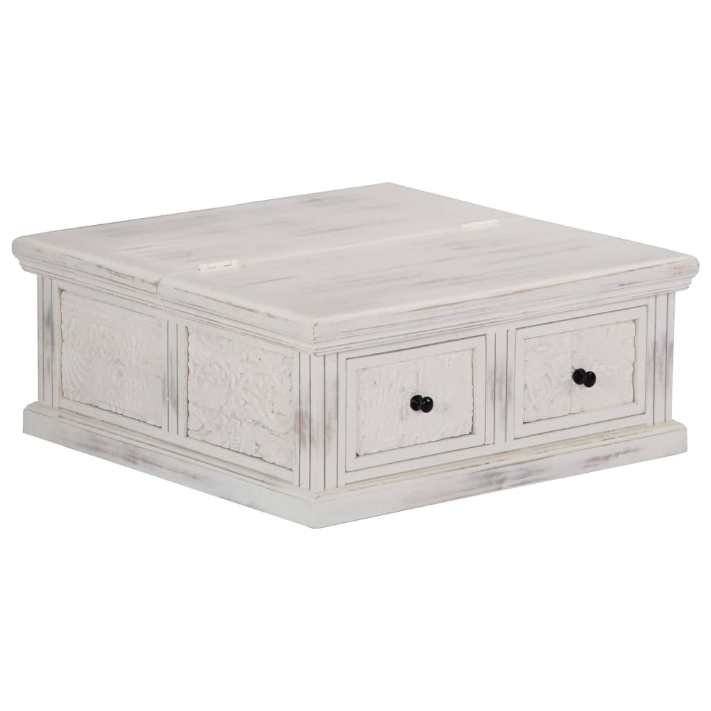 Table basse Blanc 70x70x30 cm Bois de manguier massif - XIOS