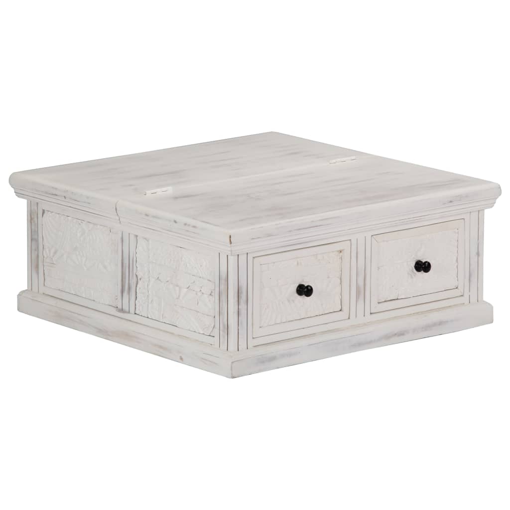 Table basse Blanc 70x70x30 cm Bois de manguier massif - XIOS
