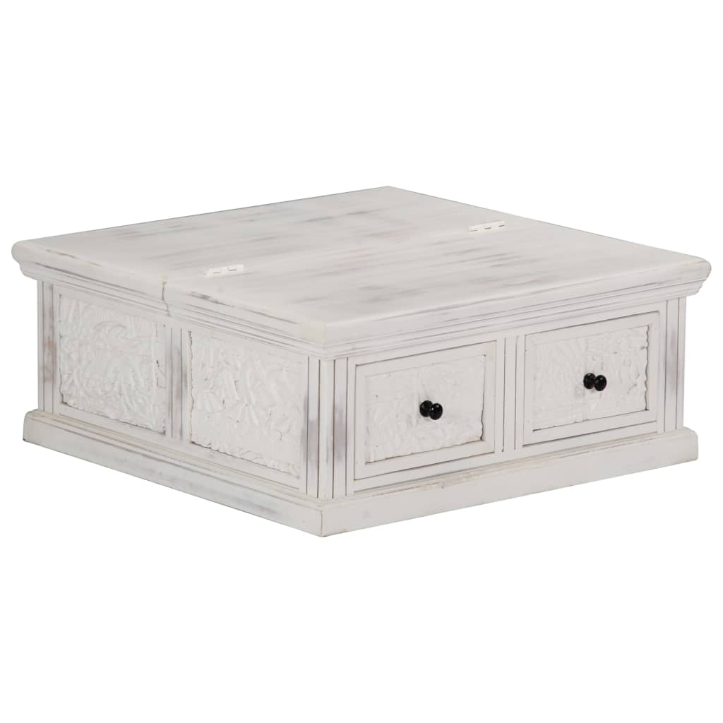 Table basse Blanc 70x70x30 cm Bois de manguier massif - XIOS