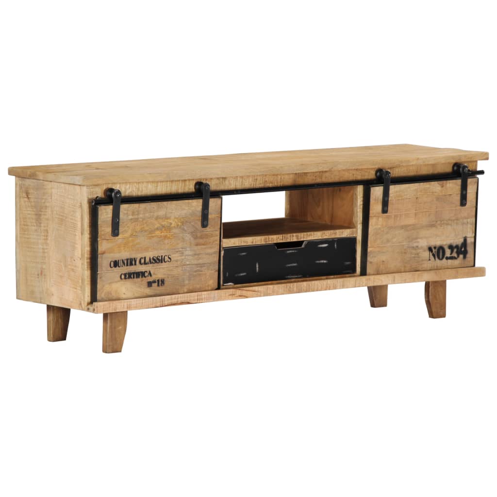 Meuble TV 120x30x40 cm Bois massif de manguier - XIOS