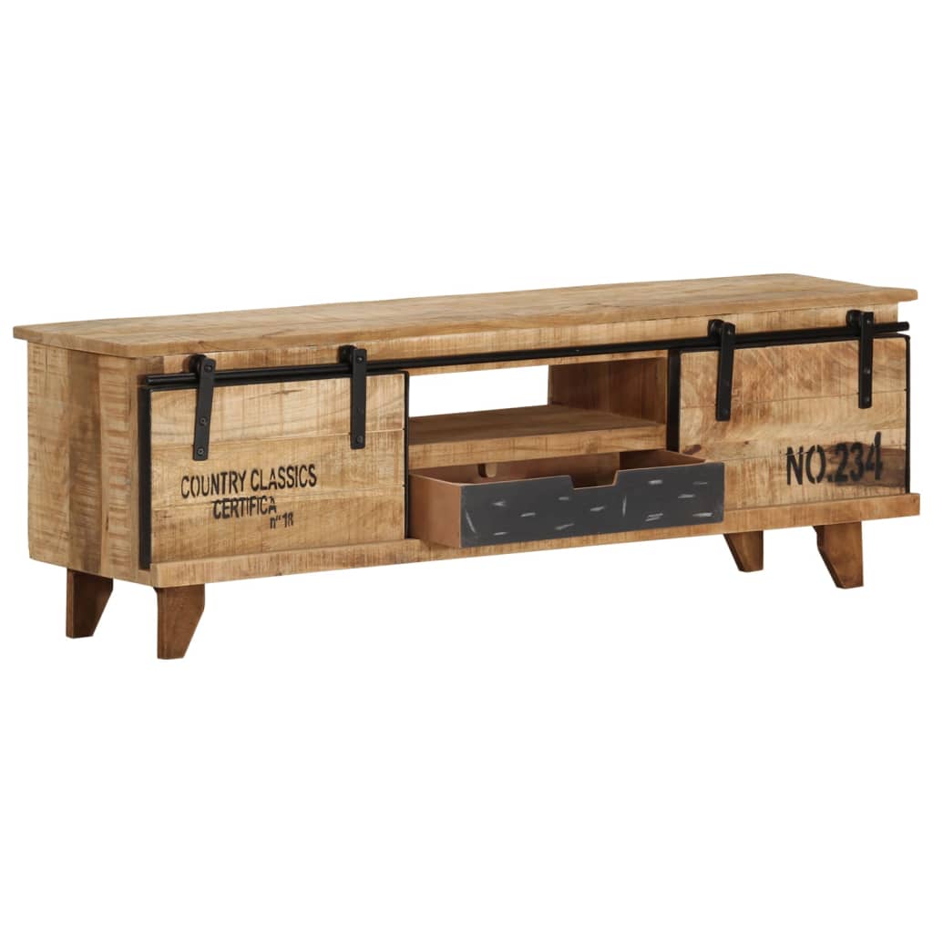 Meuble TV 120x30x40 cm Bois massif de manguier - XIOS