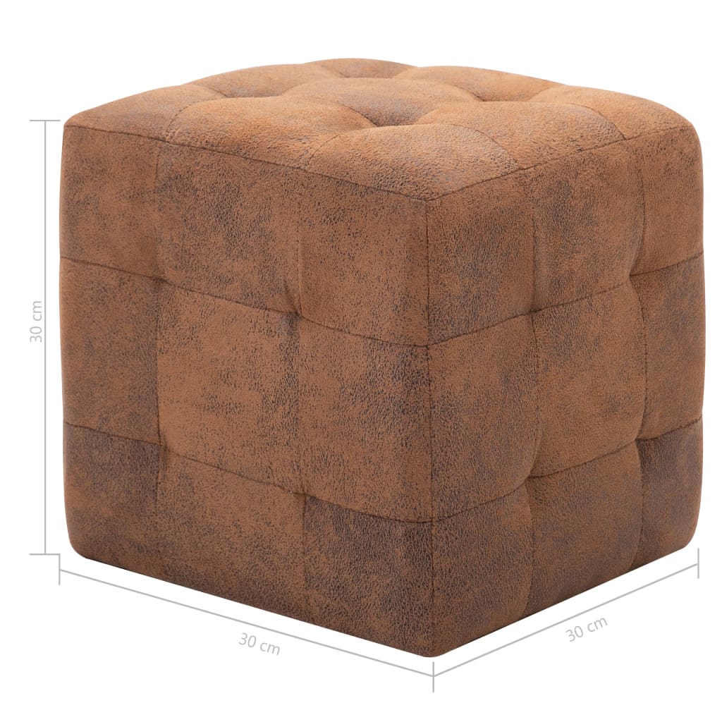 Tables de chevet 2 pcs Marron 30x30x30 cm Similicuir daim - XIOS