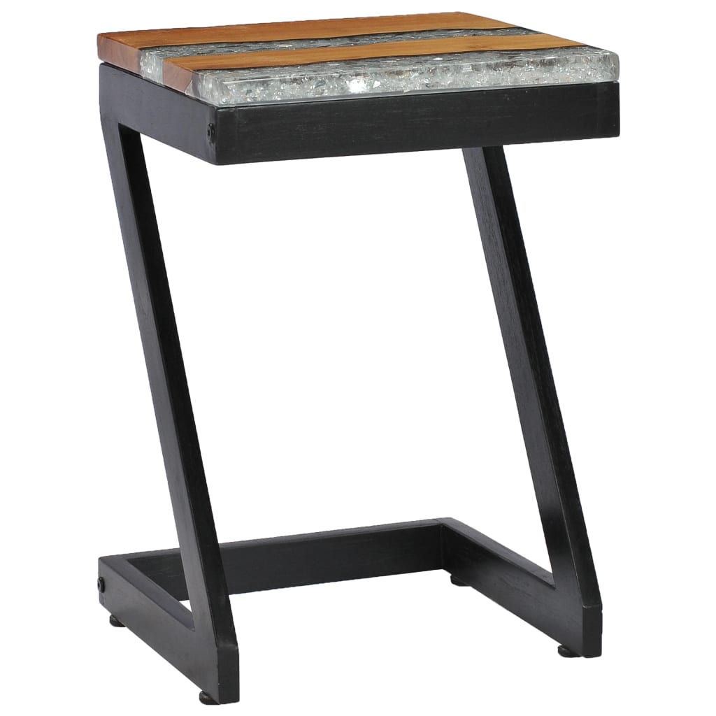 Table basse 30x30x50 cm Bois de teck massif et polyrésine - XIOS