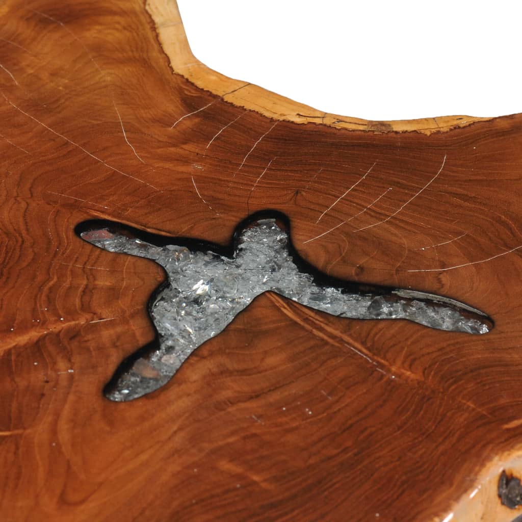 Table basse 70x45 cm Bois de teck massif et polyrésine - XIOS