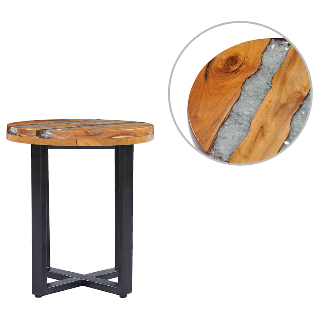 Table basse 40x45 cm Bois de teck massif et polyrésine - XIOS
