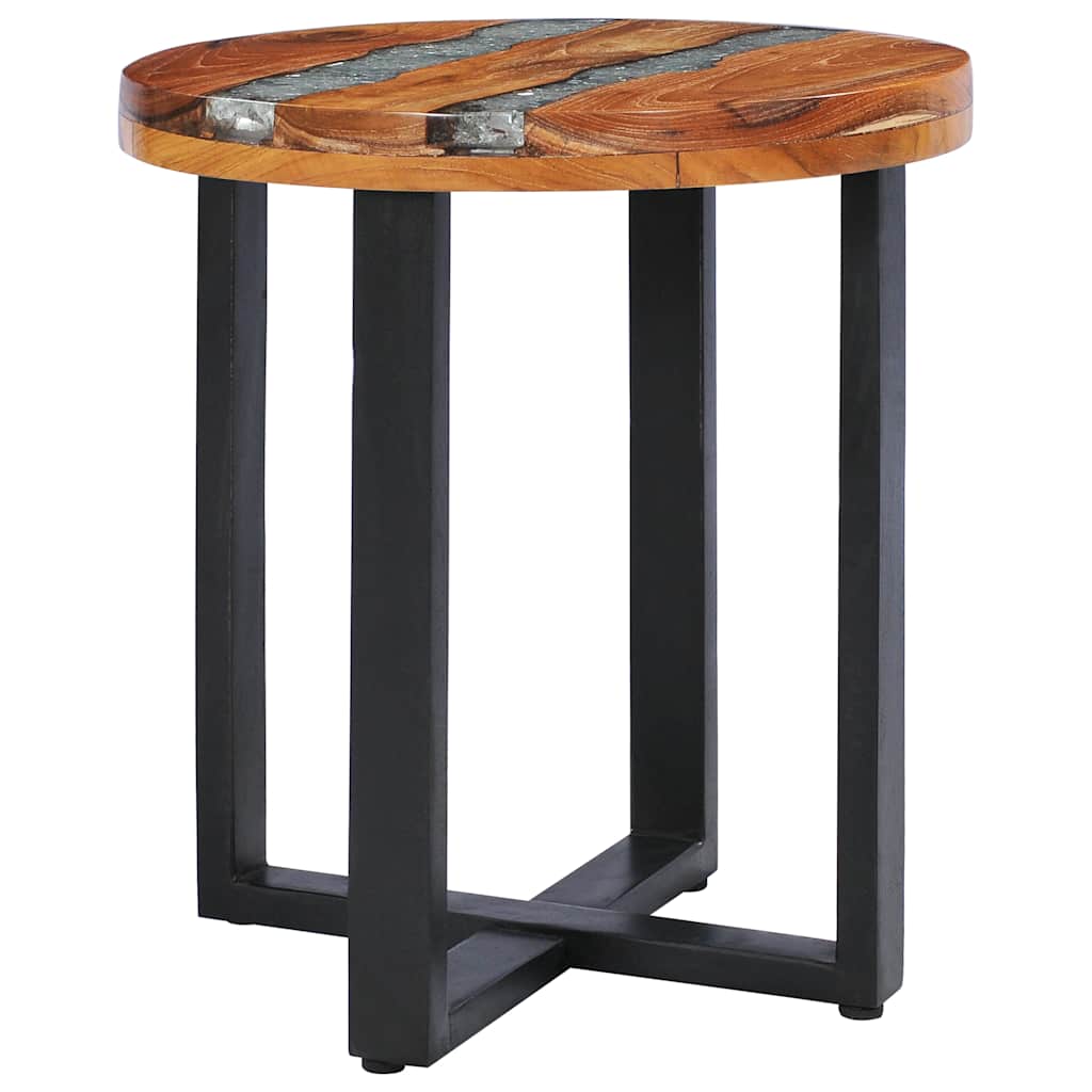 Table basse 40x45 cm Bois de teck massif et polyrésine - XIOS