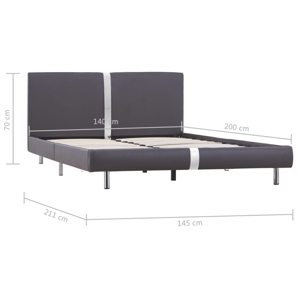 Cadre de lit sans matelas gris similicuir 140x200 cm - XIOS