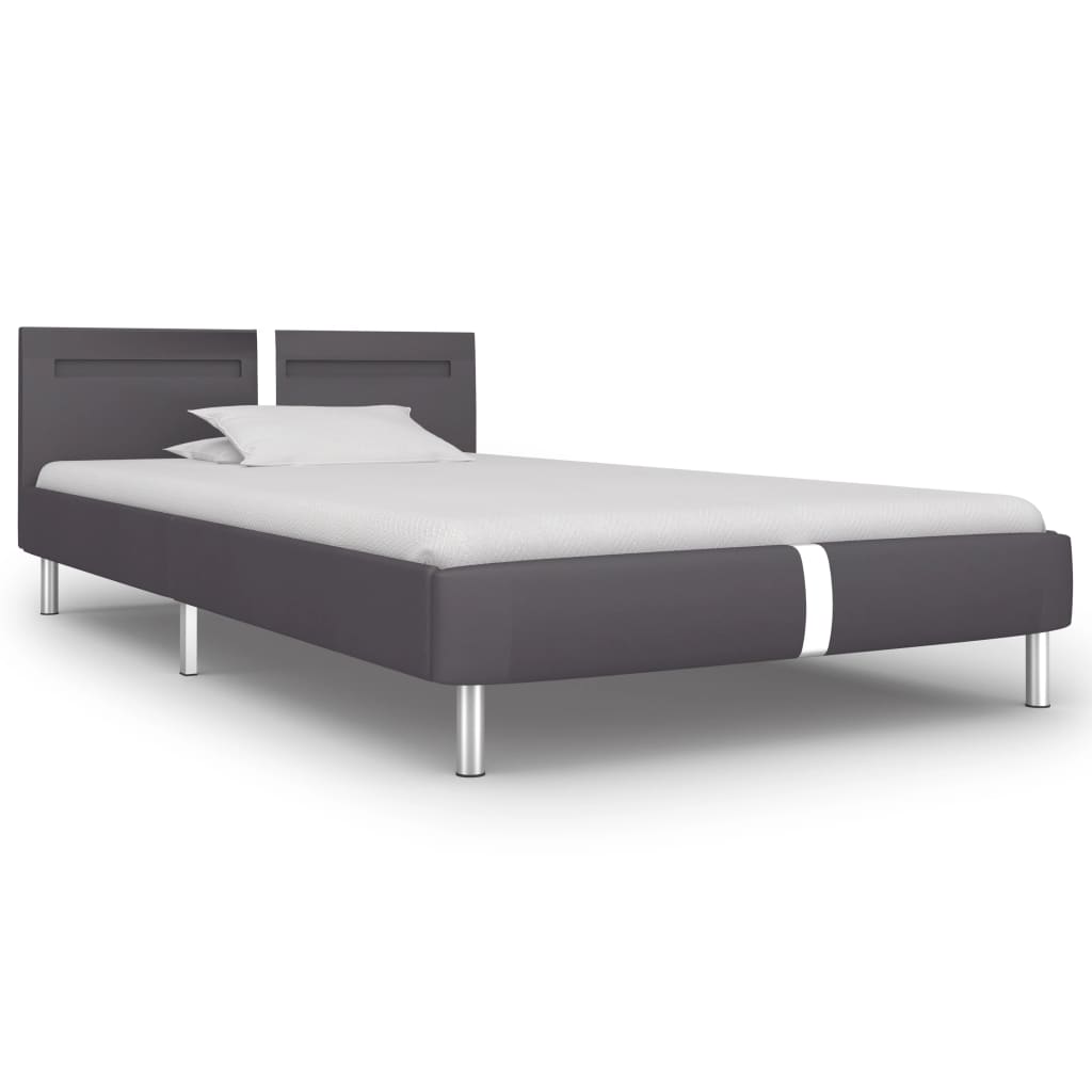 Cadre de lit avec LED sans matelas gris similicuir 90x200 cm - XIOS