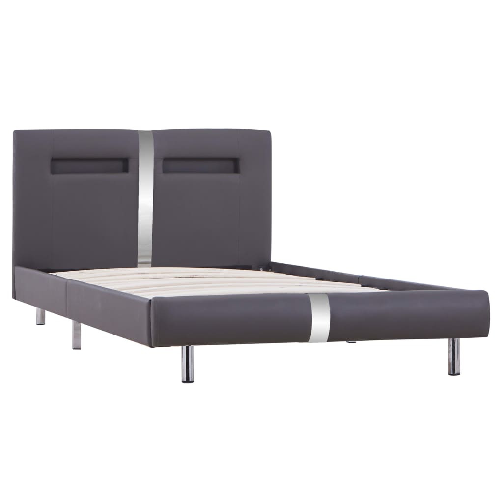 Cadre de lit avec LED sans matelas gris similicuir 90x200 cm - XIOS