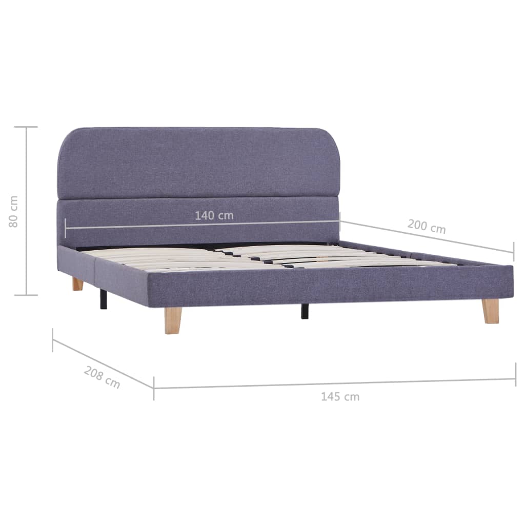 Cadre de lit sans matelas gris clair tissu 140x200 cm - XIOS