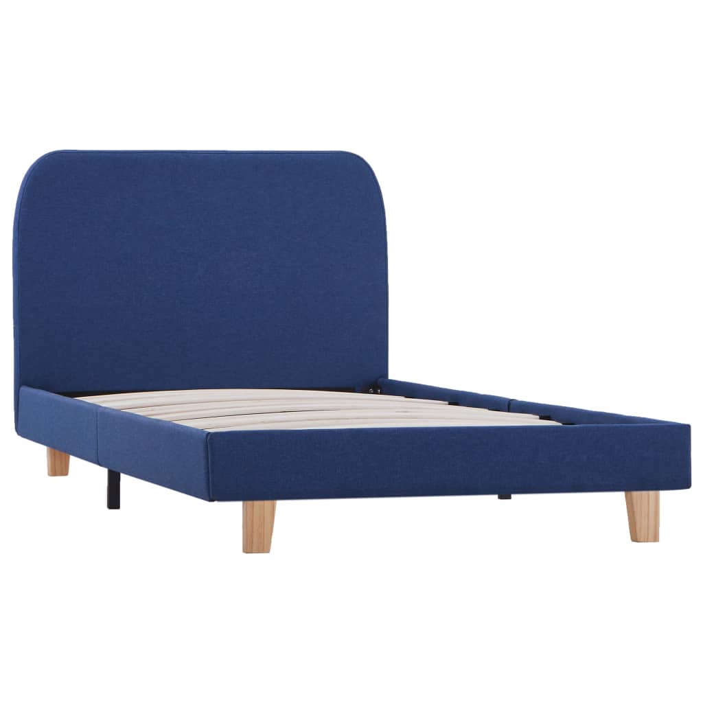 Cadre de lit sans matelas bleu tissu 90x200 cm - XIOS