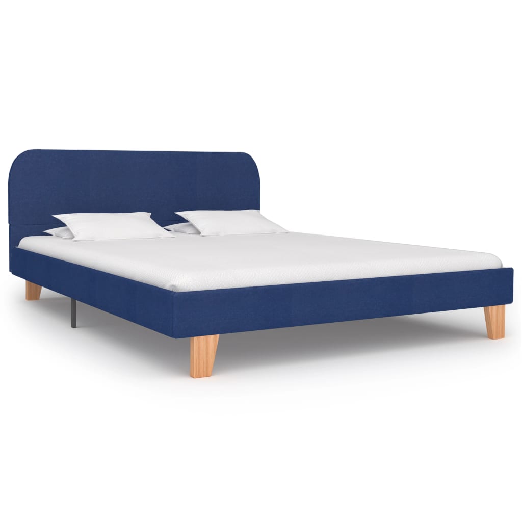 Cadre de lit sans matelas bleu tissu 140x200 cm - XIOS