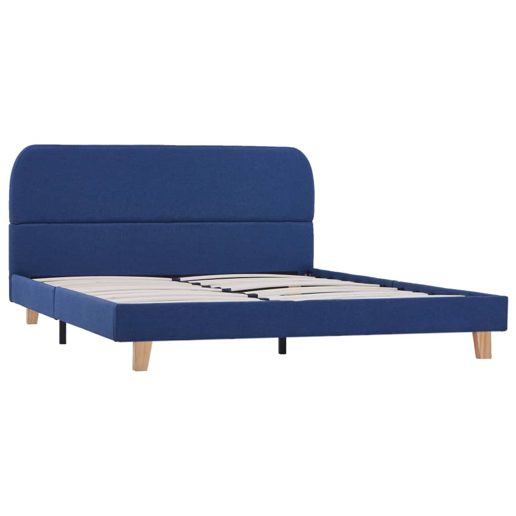 Cadre de lit sans matelas bleu tissu 140x200 cm - XIOS