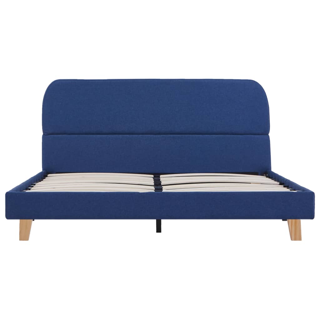 Cadre de lit sans matelas bleu tissu 140x200 cm - XIOS