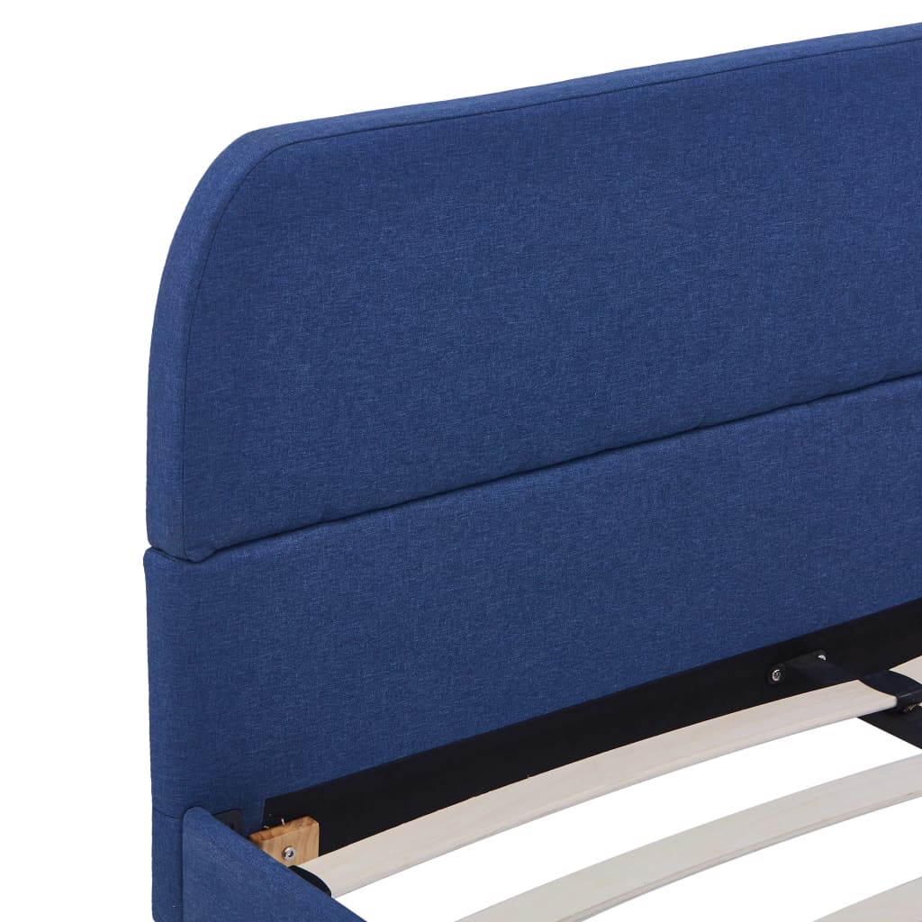 Cadre de lit sans matelas bleu tissu 140x200 cm - XIOS