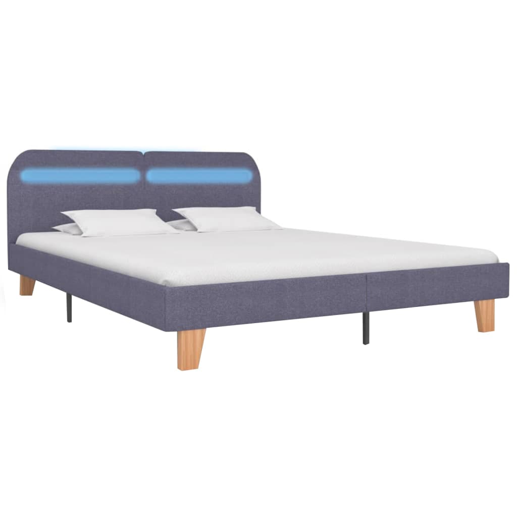 Cadre de lit avec LED sans matelas gris clair tissu 160x200 cm - XIOS