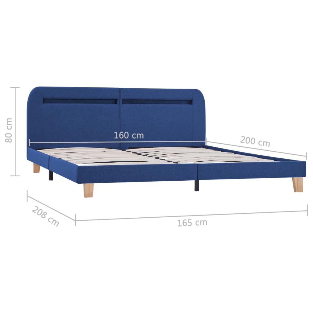 Cadre de lit avec LED sans matelas bleu tissu 160x200 cm - XIOS