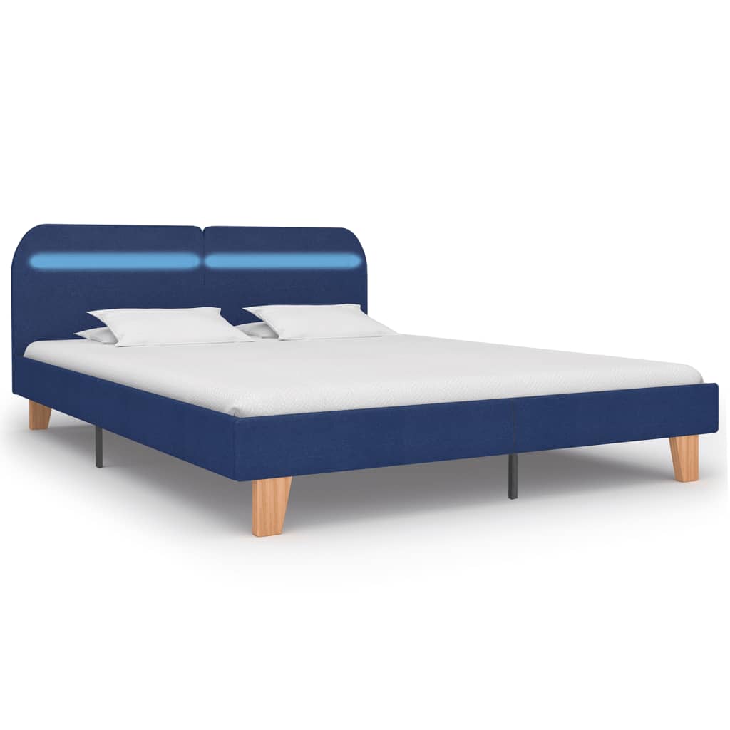 Cadre de lit avec LED sans matelas bleu tissu 180x200 cm - XIOS
