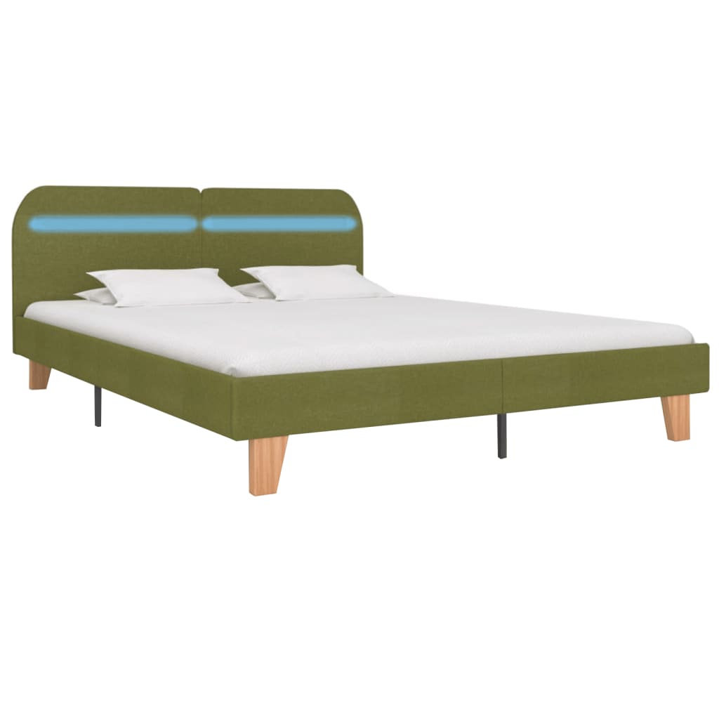 Cadre de lit avec LED sans matelas vert tissu 160x200 cm - XIOS