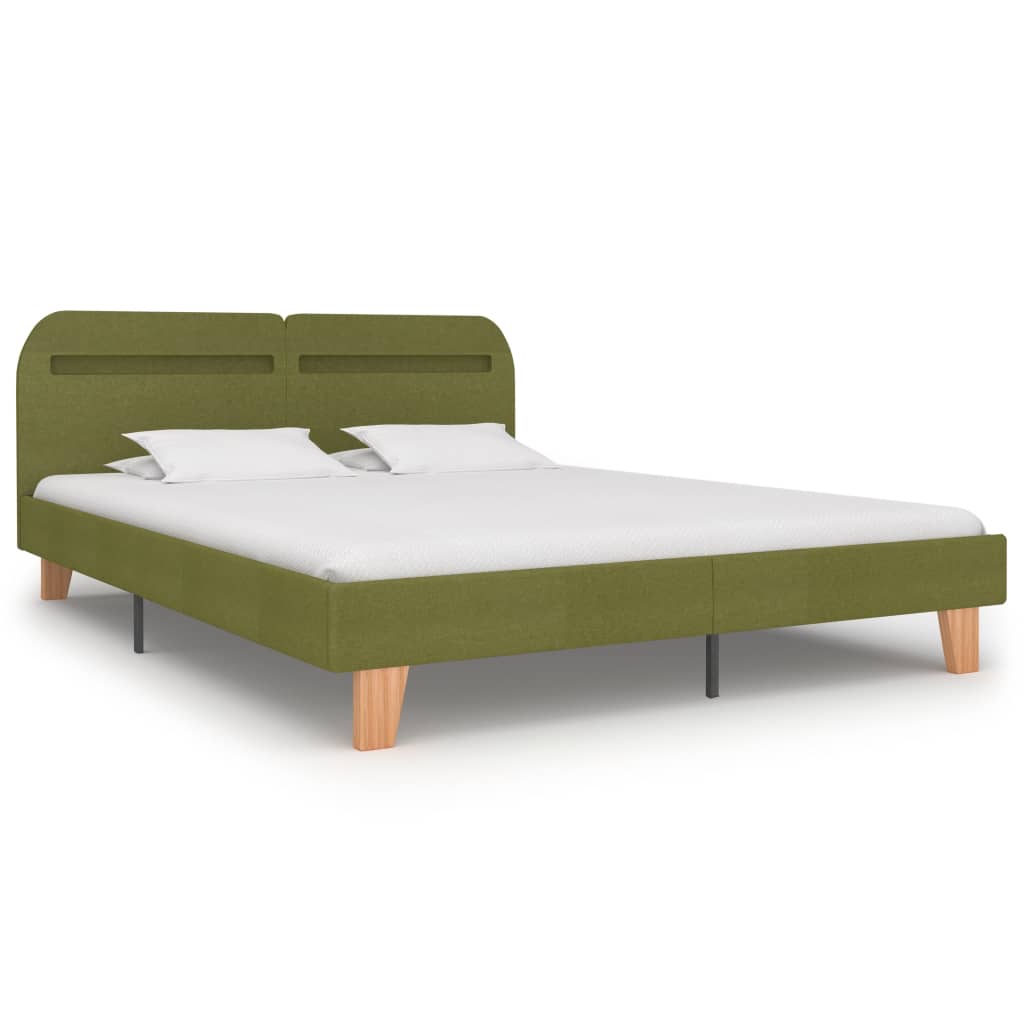 Cadre de lit avec LED sans matelas vert tissu 160x200 cm - XIOS