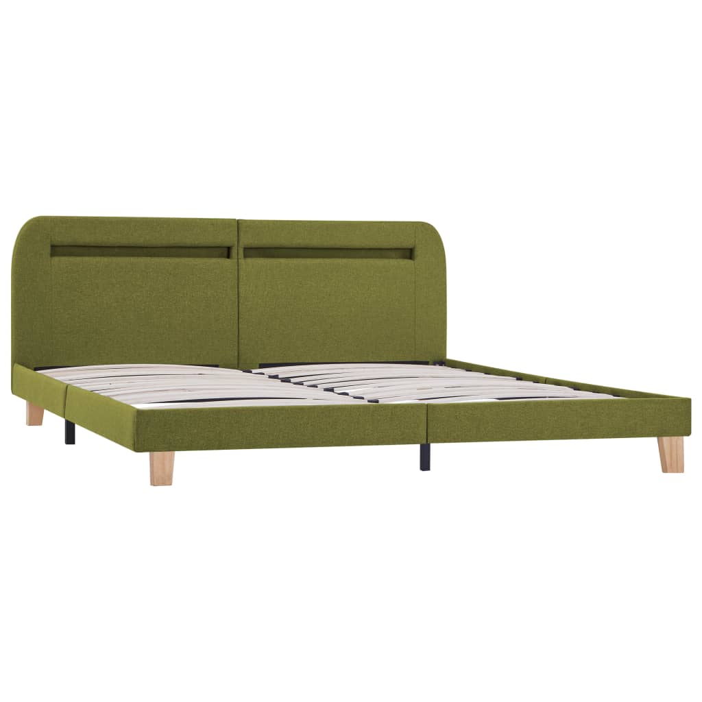 Cadre de lit avec LED sans matelas vert tissu 160x200 cm - XIOS