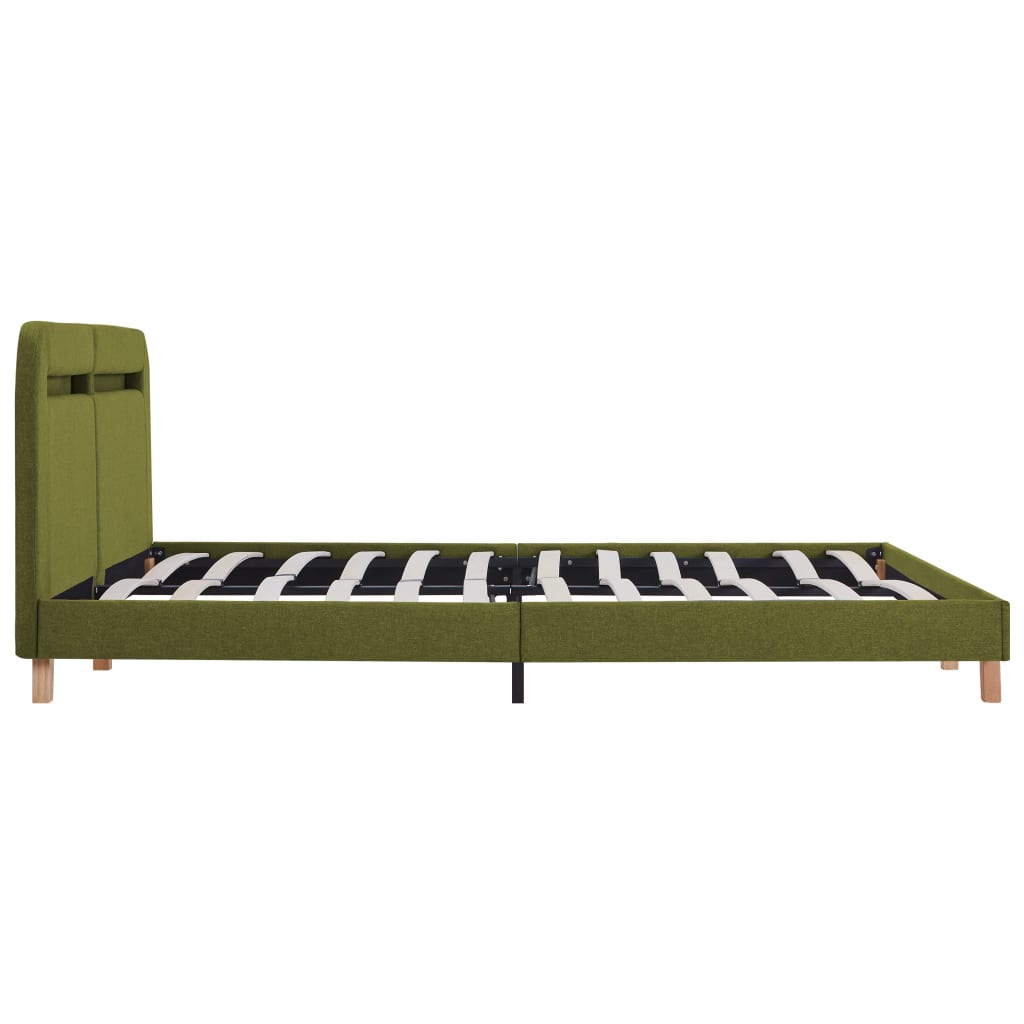 Cadre de lit avec LED sans matelas vert tissu 160x200 cm - XIOS