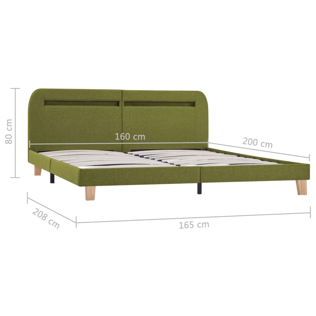 Cadre de lit avec LED sans matelas vert tissu 160x200 cm - XIOS