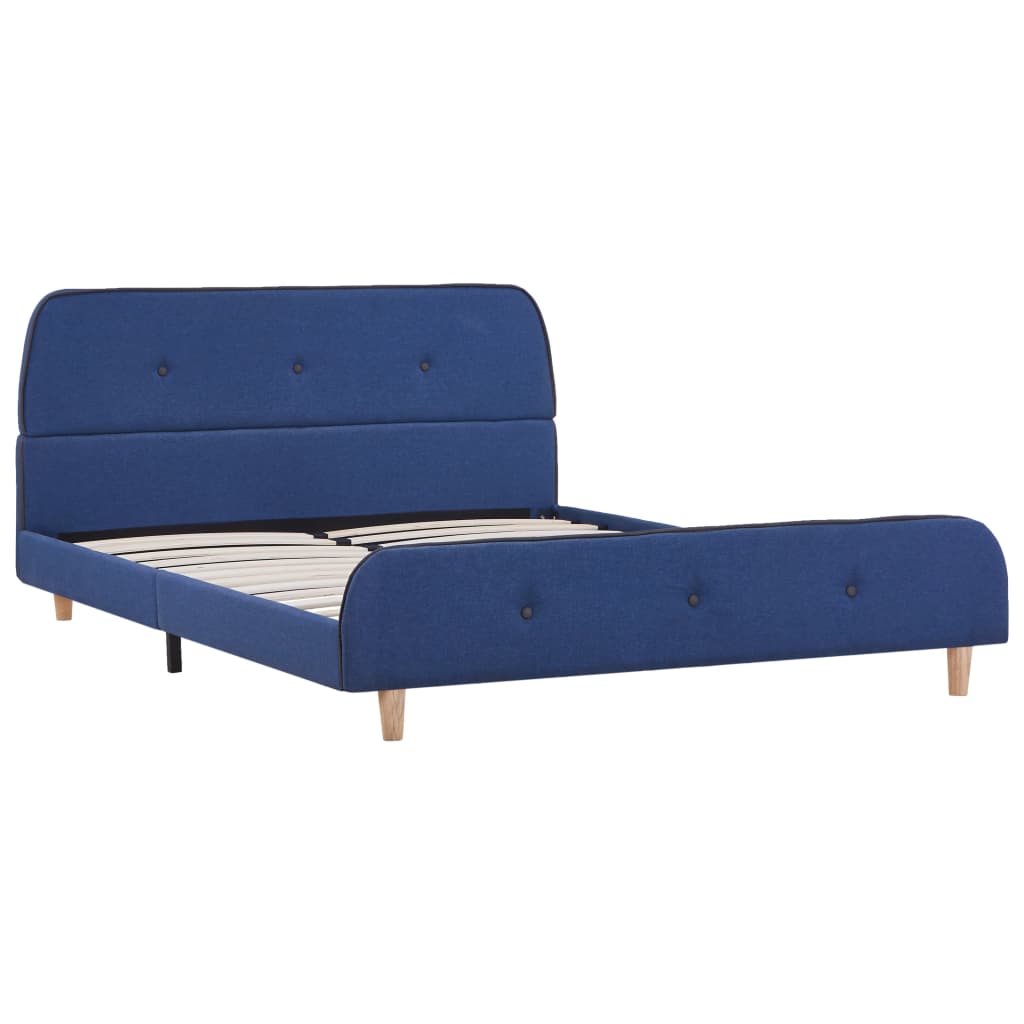 Cadre de lit sans matelas bleu tissu 140x200 cm - XIOS