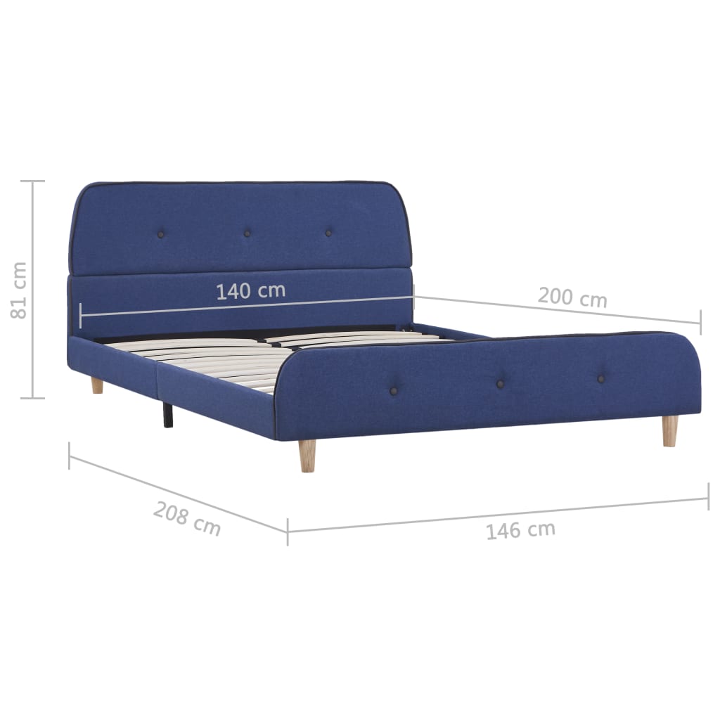 Cadre de lit sans matelas bleu tissu 140x200 cm - XIOS