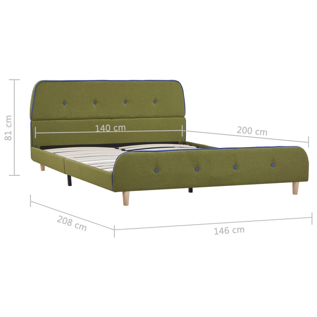 Cadre de lit sans matelas vert tissu 140x200 cm - XIOS
