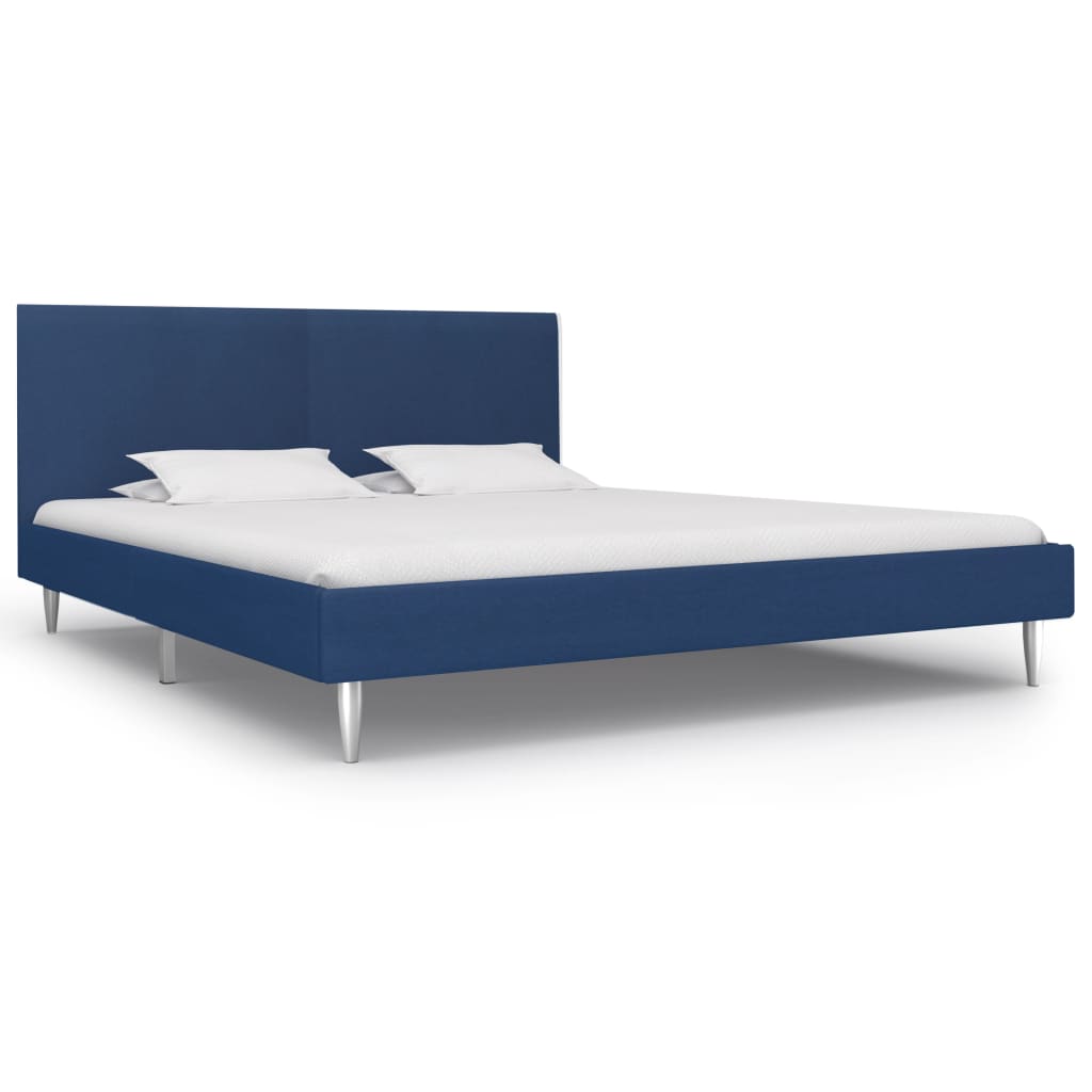 Cadre de lit sans matelas bleu tissu 180x200 cm - XIOS