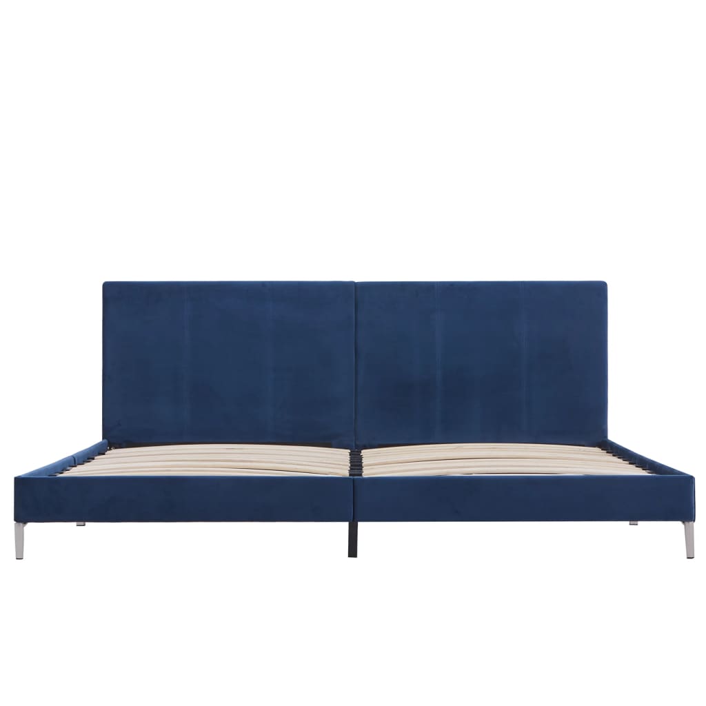 Cadre de lit sans matelas bleu tissu 180x200 cm - XIOS