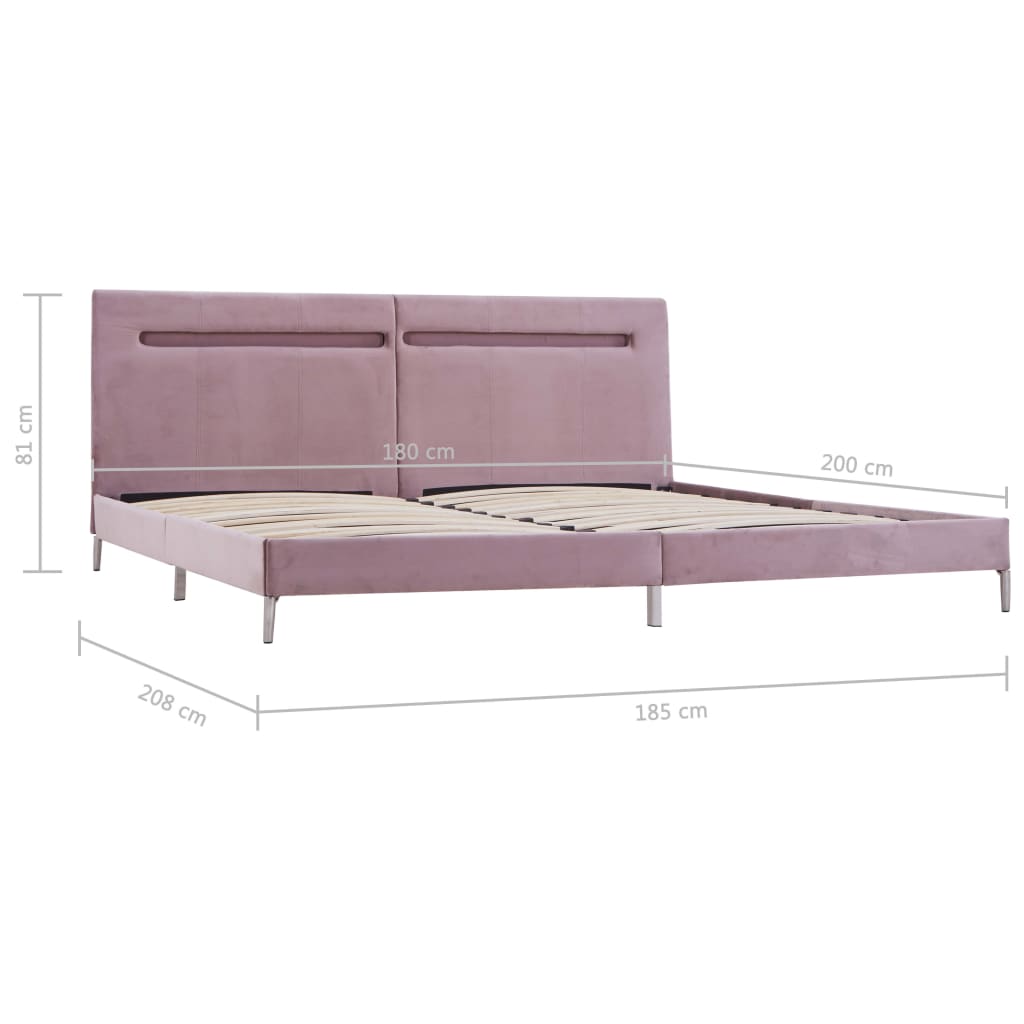 Cadre de lit avec LED sans matelas rose tissu 180x200 cm - XIOS