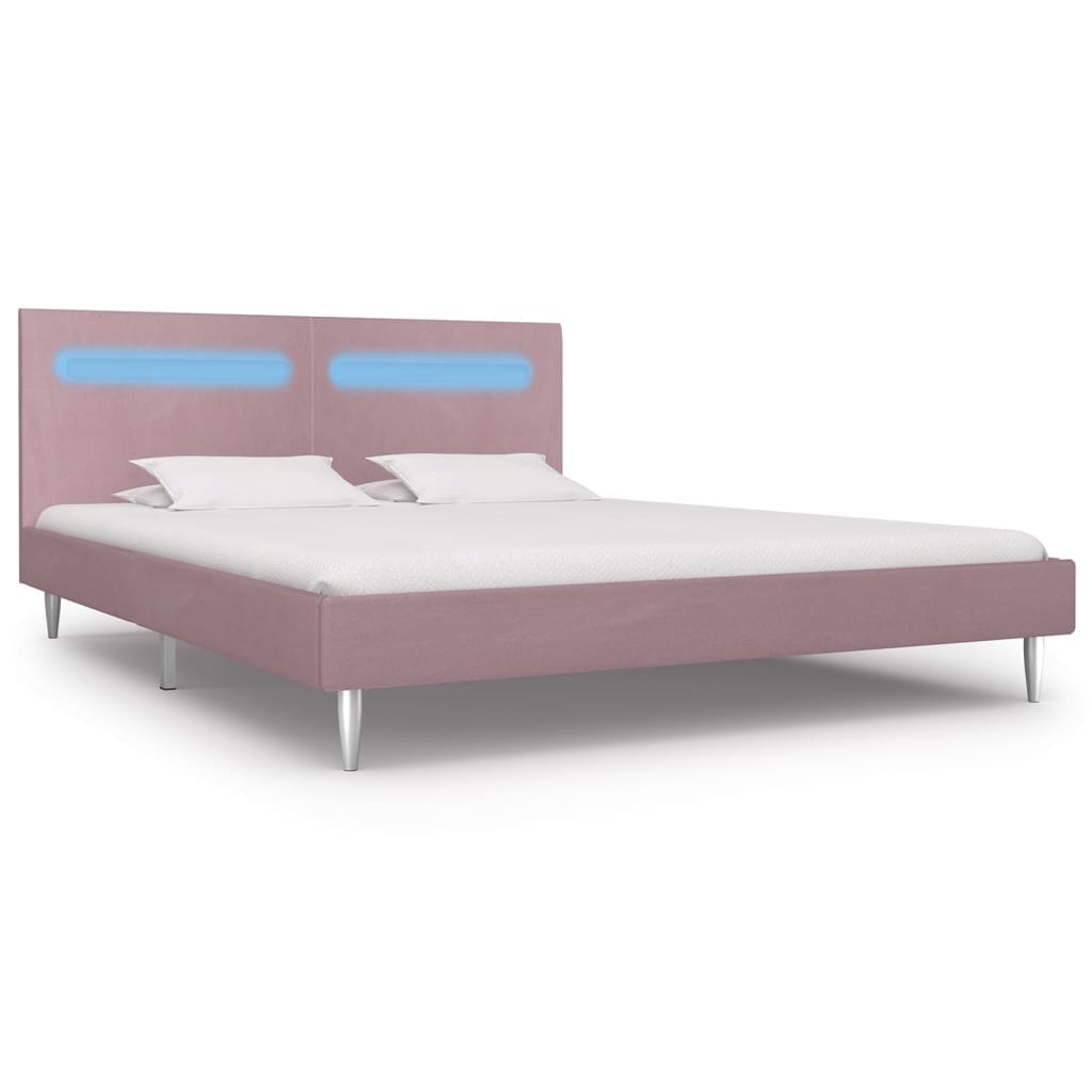 Cadre de lit avec LED sans matelas rose tissu 180x200 cm - XIOS