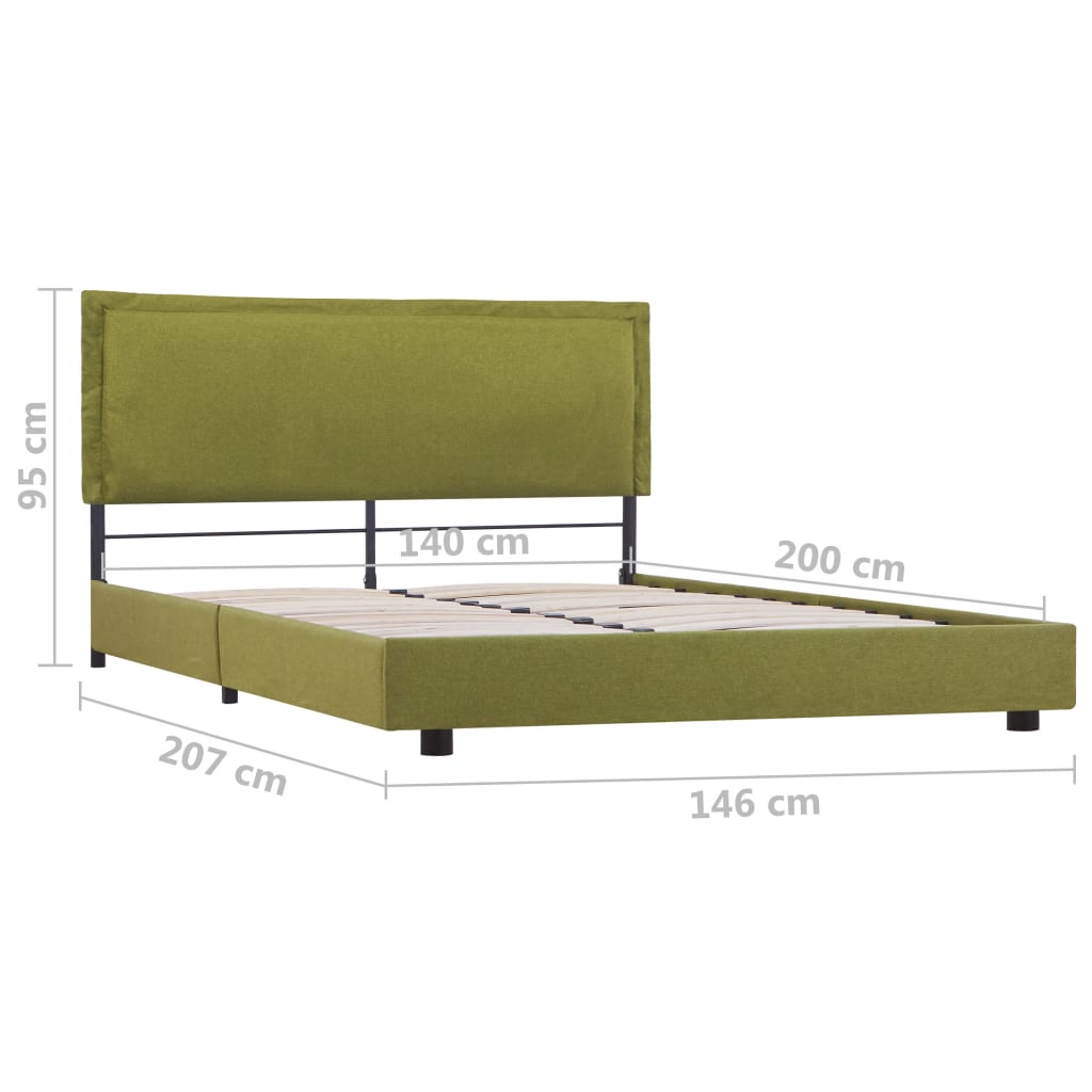 Cadre de lit sans matelas vert tissu 140x200 cm - XIOS