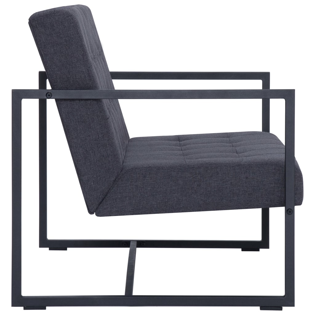 Sofa à 2 places avec accoudoirs Gris foncé Acier et tissu - XIOS