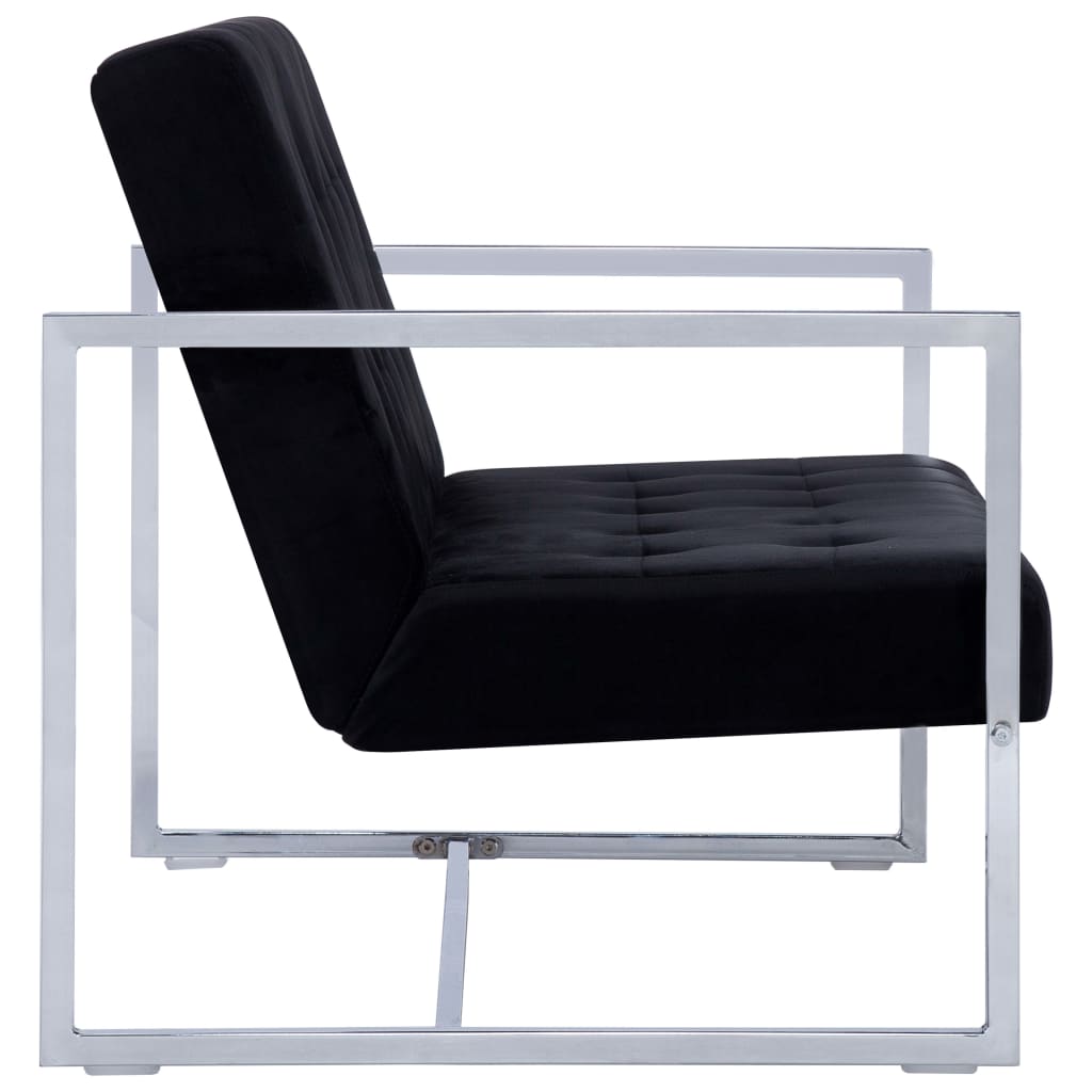 Canapé 2 places avec accoudoirs Noir Chrome et velours - XIOS
