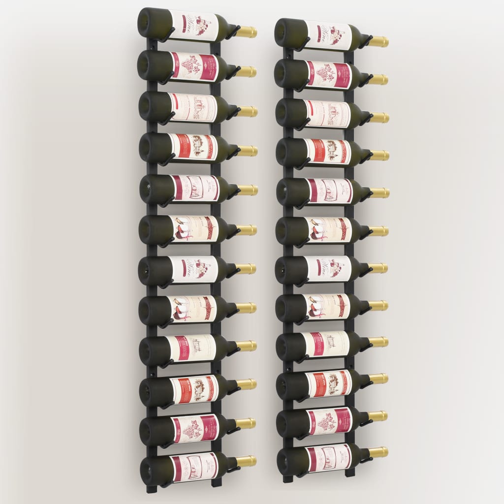 Casiers à bouteilles mural pour 12 bouteilles 2 pcs noir fer - XIOS