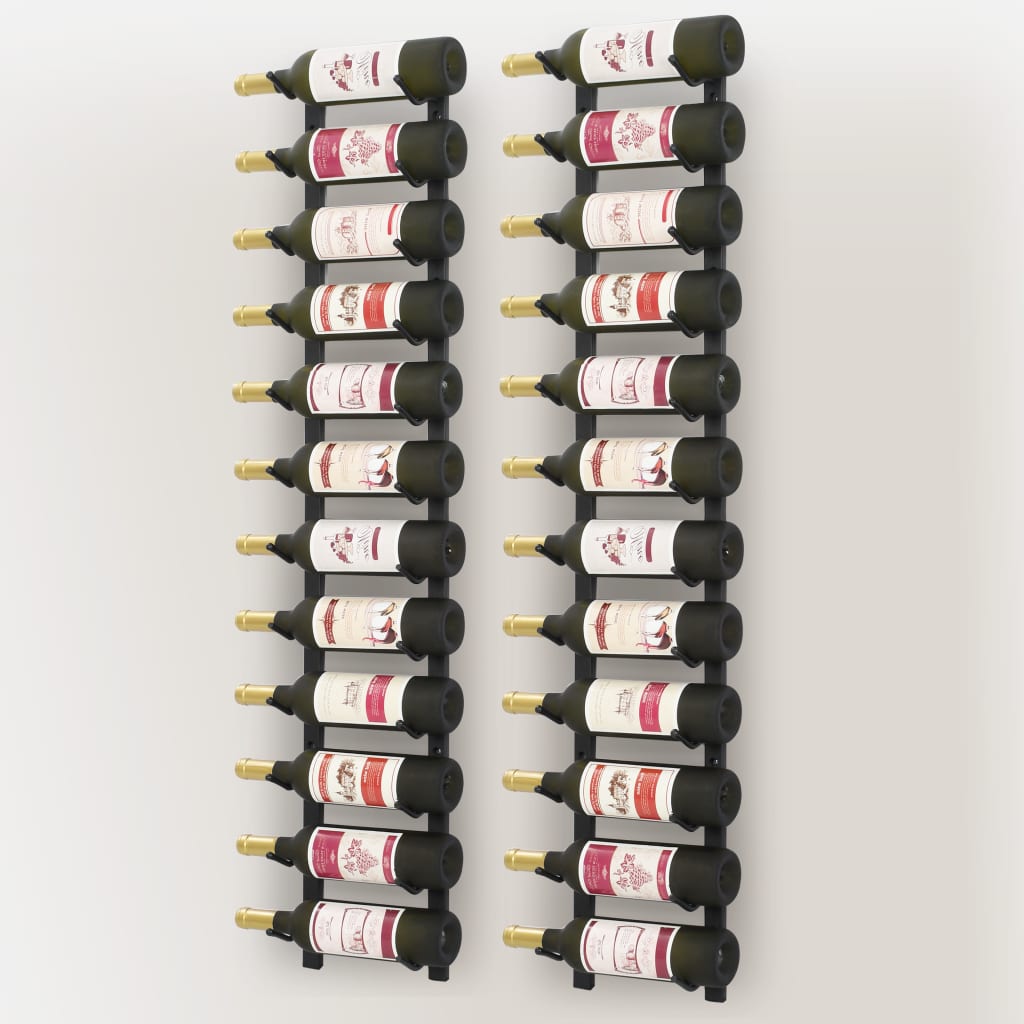 Casiers à bouteilles mural pour 12 bouteilles 2 pcs noir fer - XIOS