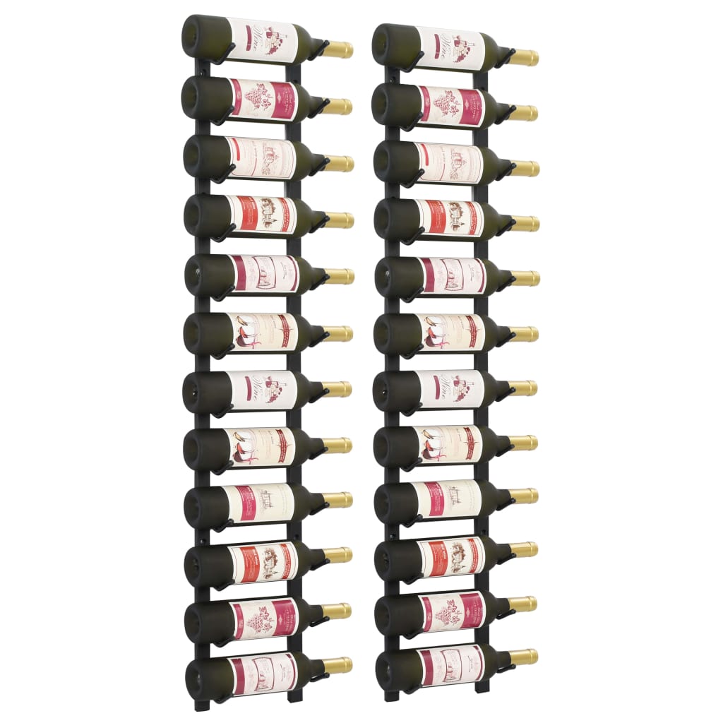 Casiers à bouteilles mural pour 12 bouteilles 2 pcs noir fer - XIOS